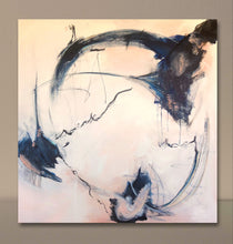 Load image into Gallery viewer, Large Abstract Art - Soft Peach-Navy-Black 'In the Moment'