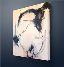 Load image into Gallery viewer, Large Abstract Art - Soft Peach-Navy-Black 'In the Moment'
