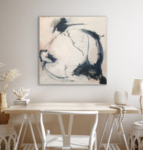Load image into Gallery viewer, Large Abstract Art - Soft Peach-Navy-Black 'In the Moment'