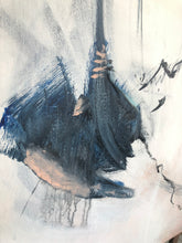 Load image into Gallery viewer, Large Abstract Art - Soft Peach-Navy-Black 'In the Moment'