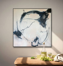 Load image into Gallery viewer, Large Abstract Art - Soft Peach-Navy-Black 'In the Moment'