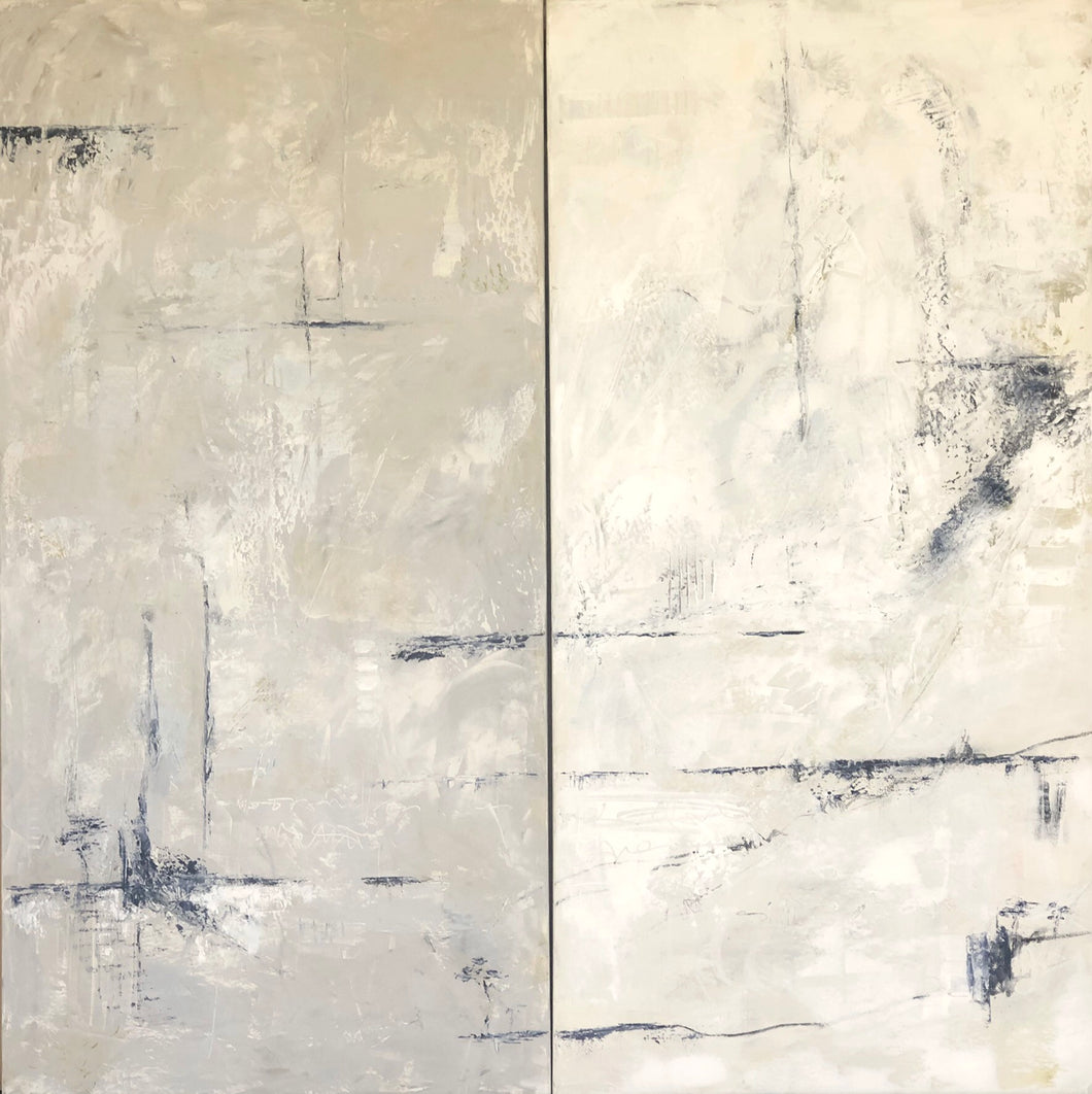 'Finding Balance'-Diptych - 102 x 92 x 4cm - Oil